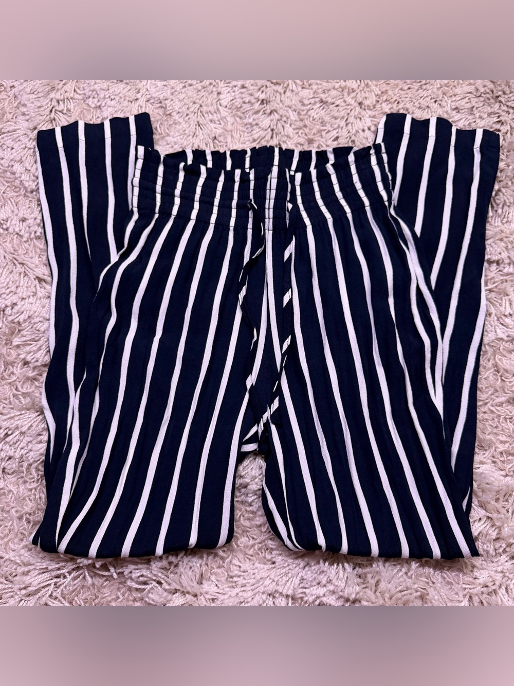 Abercrombie & Fitch XXS Navy White Striped Tie Waist Pants